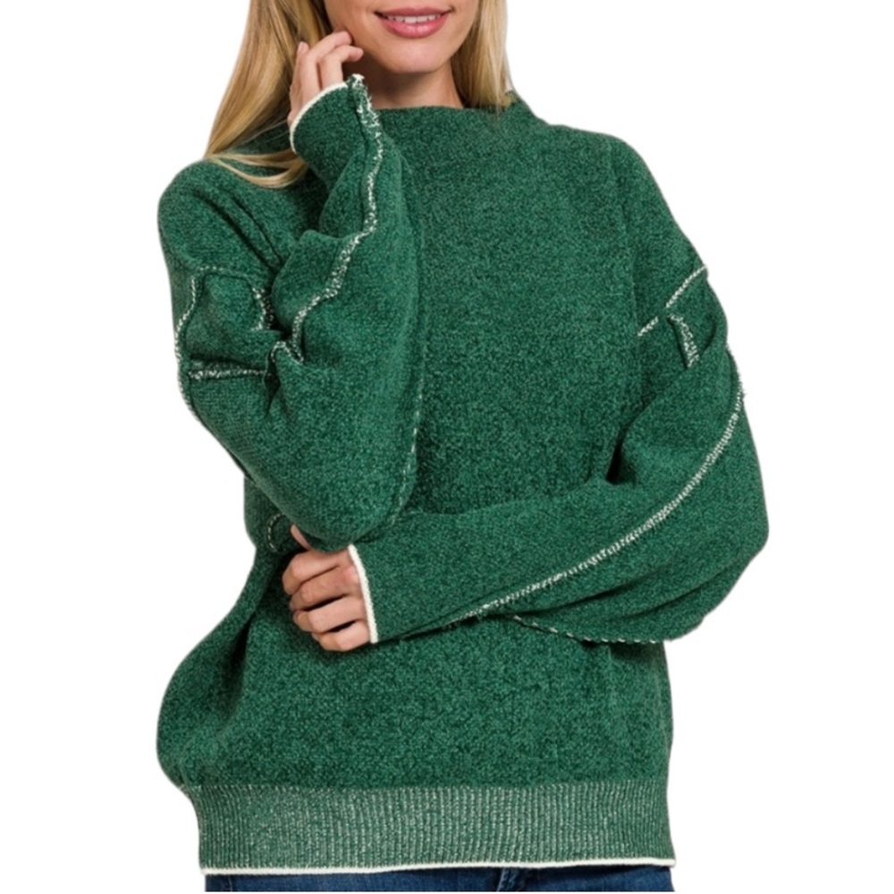 Women's Brown Oversized Chenille Raw Hem Sweater - Picture 2 of 5